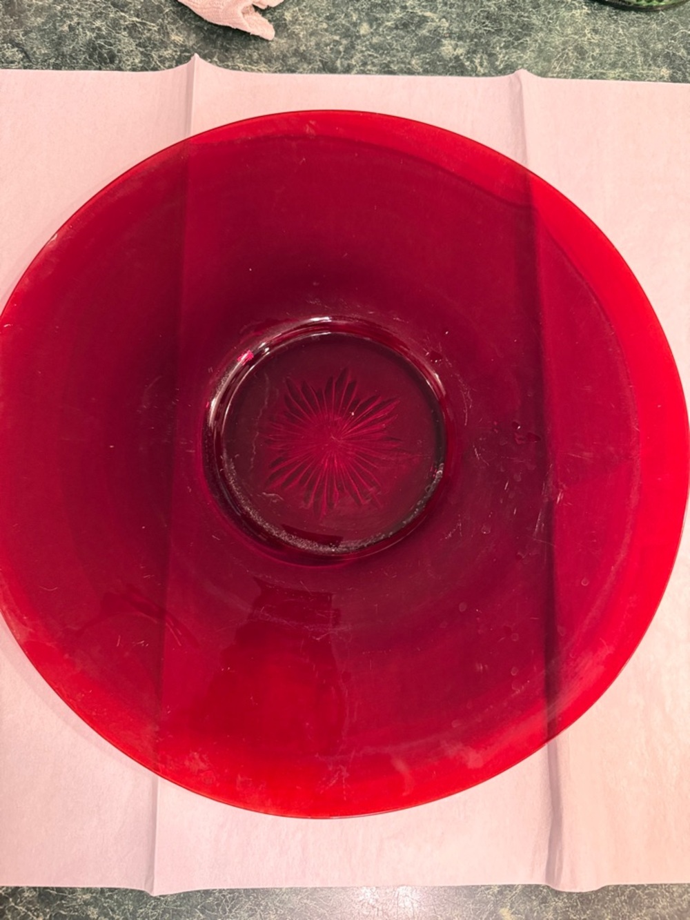 Deep Red Glass Serving platter